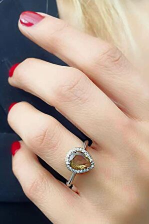 Sultan taşı 925 ayar gümüş damla yüzük