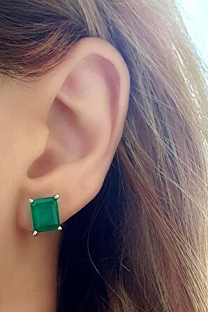 Skydiamond Red creative rubies 925 ayar gümüş kare küpe 