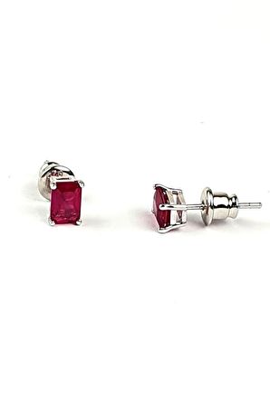 Skydiamond Red creative rubies 925 ayar gümüş baget küpe