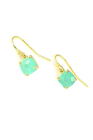 kalsedon taşlı 925ayar gümüş üzerine altın kaplama tasarım küpe  