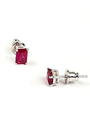 sky diamond Red creative rubies 925ayar gümüş minimal küpe 