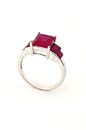 Sky diamond Red creative rubies 925ayar gümüş baget yüzük 