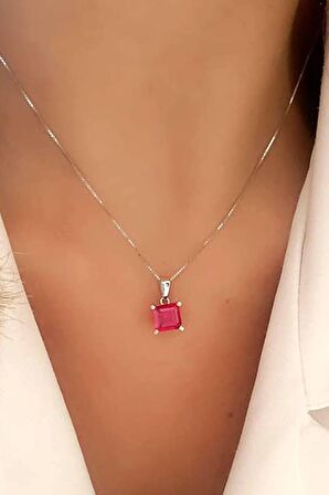 Sky Diamond Red creative rubies 925 ayar gümüş kolye