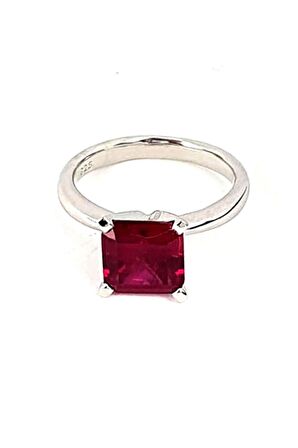 Sky Diamond Red creative rubies 925 ayar gümüş tek taş yüzük