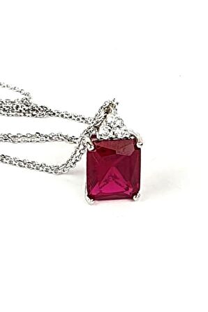 Sky Diamond Red creative rubies 925 ayar gümüş lüks baget kolye