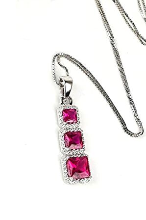 sky Diamond Red creative rubies 925 ayar gümüş lüks kolye