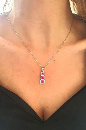 sky Diamond Red creative rubies 925 ayar gümüş lüks kolye