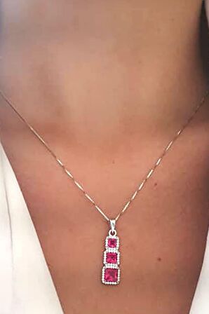 sky Diamond Red creative rubies 925 ayar gümüş lüks kolye