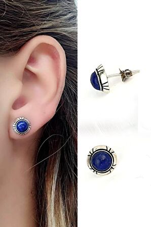 lapis taşlı 925 ayar gümüş tasarım küpe