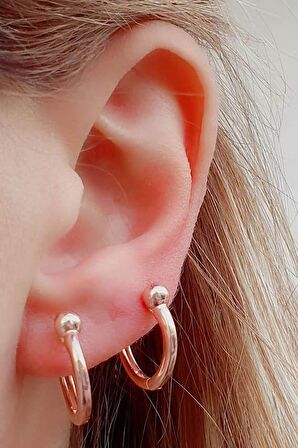 İtalyan 925 ayar gümüş rose trend toplu halka küpe