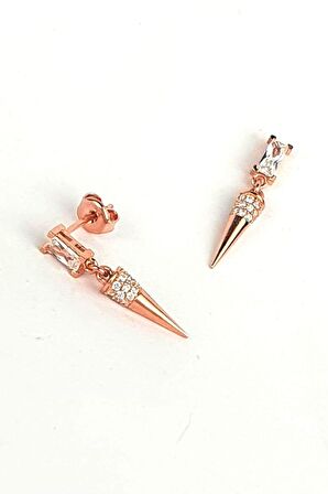 Pırlanta Işıltısında Zirkon Taşlı 925ayar Gümüş Trend Minimal küpe 