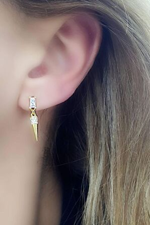 Pırlanta Işıltısında Zirkon Taşlı 925 ayar Gümüş Trend Minimal küpe