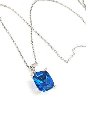 Sky Diamond Blue Creative Sapphire 925 ayar Gümüş Lüks Kolye