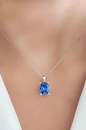 Sky Diamond Blue Creative Sapphire 925 ayar Gümüş Lüks Kolye