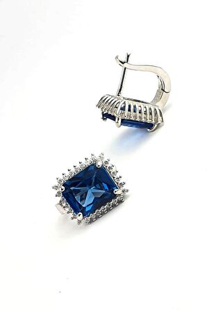 Sky Diamond Blue Creative Sapphire 925ayar Gümüş Lüks Küpe