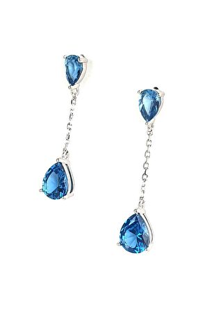 SKy Diamond Taşlı 925 ayar Gümüş Lüks Damla Küpe