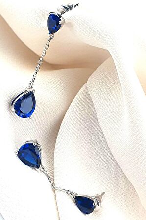 Sky Diamond Taşlı 925 ayar Gümüş Lüks Damla Küpe