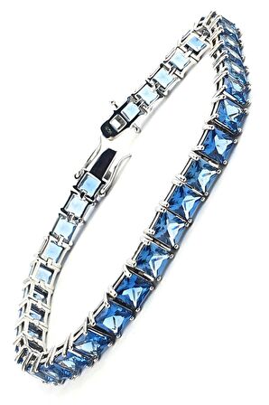 Sky Diamond Blue Creative Sapphire 925ayar Gümüş Lüks Su Yolu Bileklik