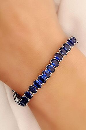 Sky Diamond Blue Creative Sapphire 925 ayar Gümüş Lüks Bileklik