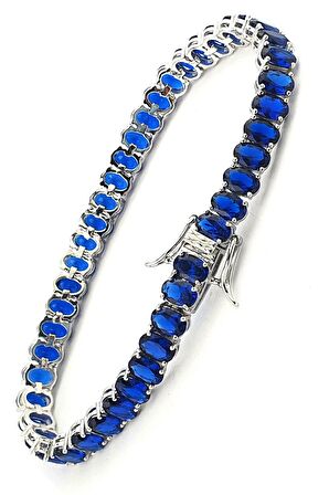 Sky Diamond Blue Creative Sapphire 925 ayar Gümüş Lüks Bileklik
