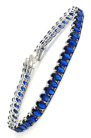 Sky Diamond Blue Creative Sapphire 925 ayar Gümüş Lüks Bileklik