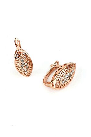 Zirkon Taşlı 925 ayar Gümüş Rose Küpe 