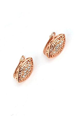 Zirkon Taşlı 925 ayar Gümüş Rose Küpe 