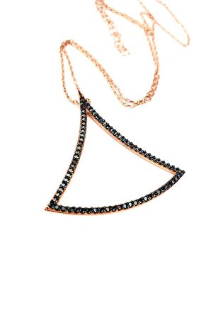 Oniks Taşlı 925ayar Gümüş Rose Modern Kolye 