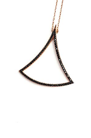 Oniks Taşlı 925ayar Gümüş Rose Modern Kolye 