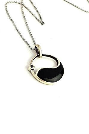 925 ayar Gümüş Oniks Taşlı Tasarım Kolye 