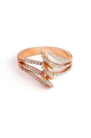 Zirkon Taşlı 925ayar Gümüş Rose Modern Yüzük 