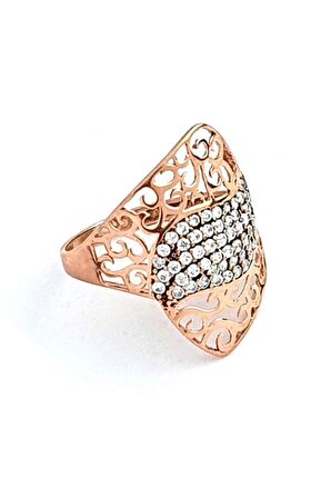 Zirkon Taşlı 925 ayar Gümüş Rose Yüzük