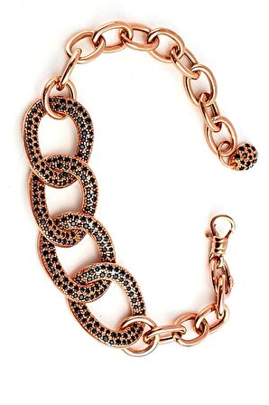 İtalyan Oniks Taşlı 925ayar Gümüş Rose Gurmet Bileklik 