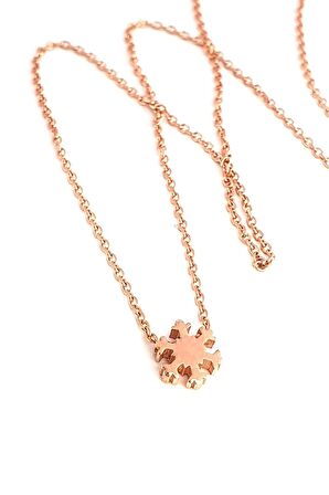 Kar Tanesi Figürlü 925 ayar Gümüş Rose Minimal Kolye