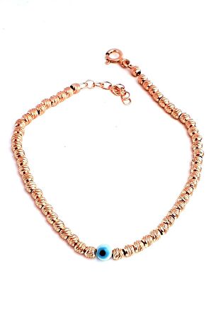 Nazar Boncuklu 925ayar Gümüş Rose Dorika Bileklik 