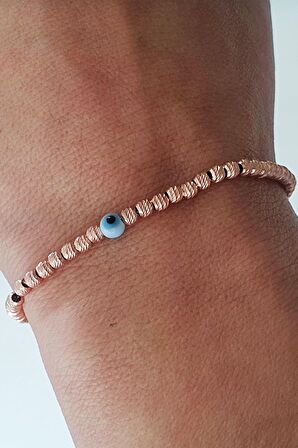 Nazar Boncuklu 925ayar Gümüş Rose Dorika Bileklik 