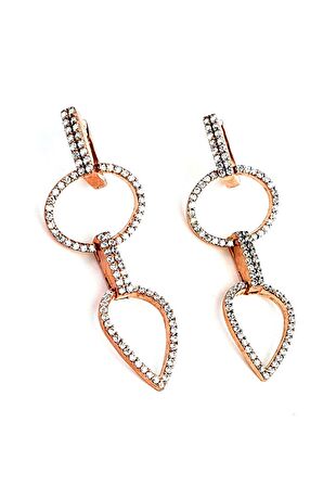 Zirkon Taşlı 925 ayar Gümüş Rose Lüks Küpe