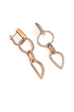 Zirkon Taşlı 925 ayar Gümüş Rose Lüks Küpe