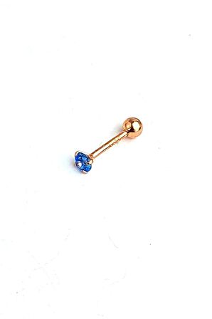 Aquamarin Taşlı 925 ayar Gümüş Rose Tek Taş tragus helix piercing