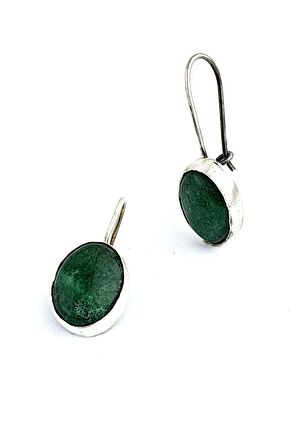 Yeşim Taşlı 925 ayar Gümüş Tasarım Doğal Taş Küpe 