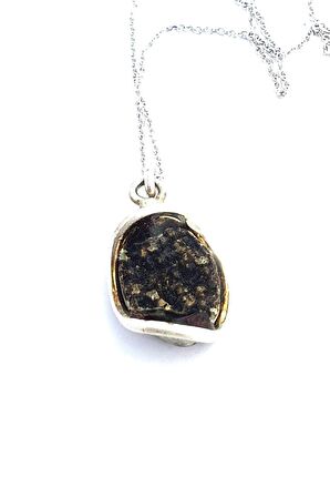 Damla Kehribar 925 ayar Gümüş Kolye