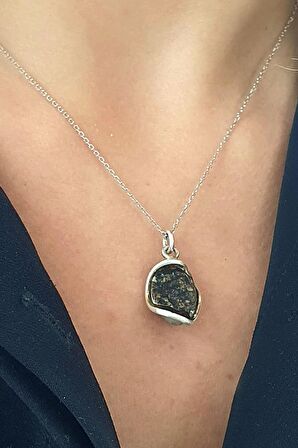 Damla Kehribar 925 ayar Gümüş Kolye