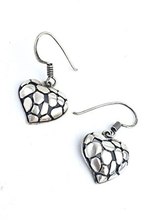 925 ayar Gümüş Kalp Bohem Küpe 