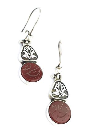 Akik Taşlı 925 ayar Gümüş Tasarım Küpe 