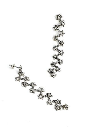  Zirkon Taşlı 925ayar Gümüş Yıldız detaylı Trend Küpe