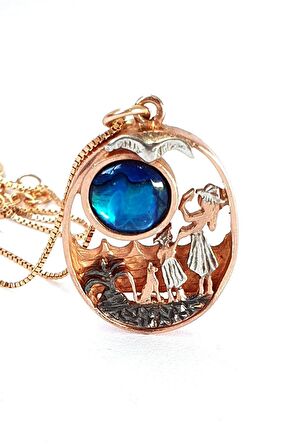 Okyanus Sedefi Özel Tasarım 925 ayar Gümüş Rose Anne Kolye