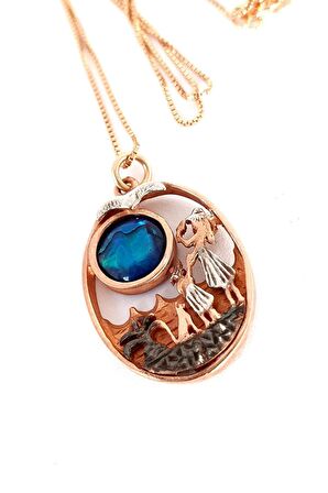 Okyanus Sedefi Özel Tasarım 925 ayar Gümüş Rose Anne Kolye