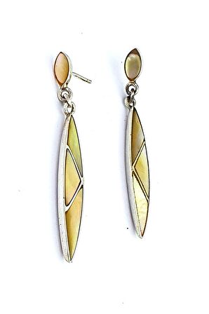 Sedef Taşlı 925 ayar Gümüş Tasarım Küpe