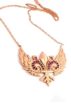 Pembe Zirkon Taşlı 925ayar Gümüş Rose Melek Kanadı Kolye
