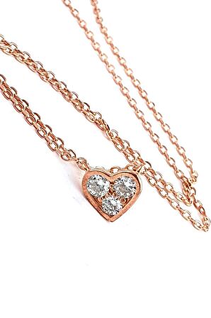 Swarovski Taşlı 925ayar Gümüş Rose Tek Taş kolye 